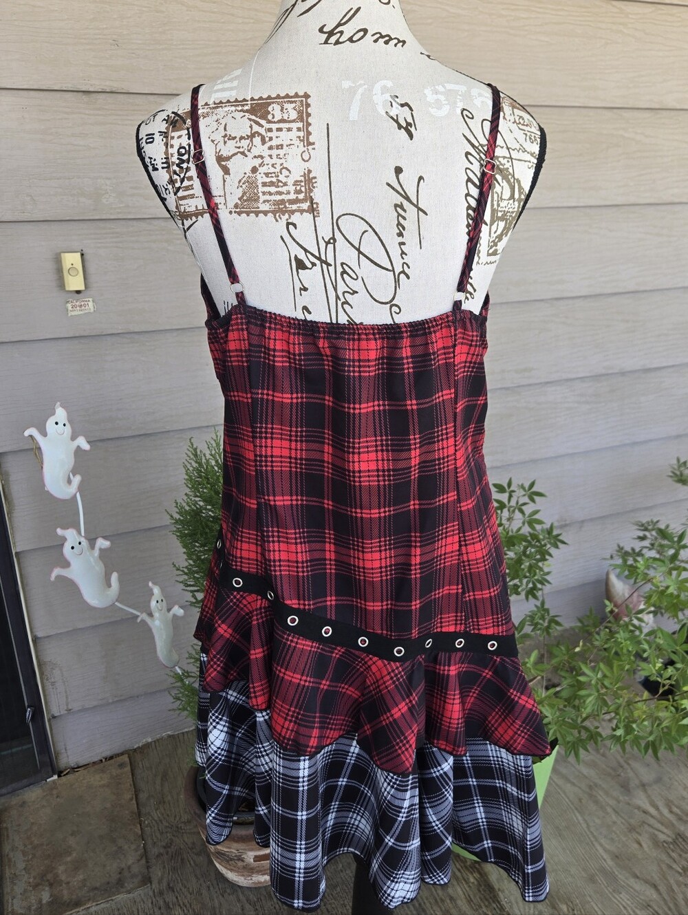 Dolls Kill Dark In Love Plaid Mini Dress. Size L - Picture 9 of 13